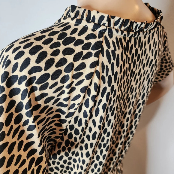 Talbots Stretch Cheetah Spot Short Sleeve Knee Length Dress size medium - Picture 3 of 16